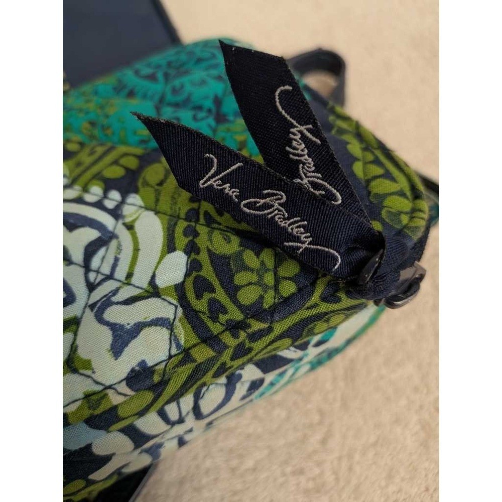 Vera Bradley Quilted Paisley Crossbody Wallet Bag Navy Blue Green Turquoise - Picture 8 of 11
